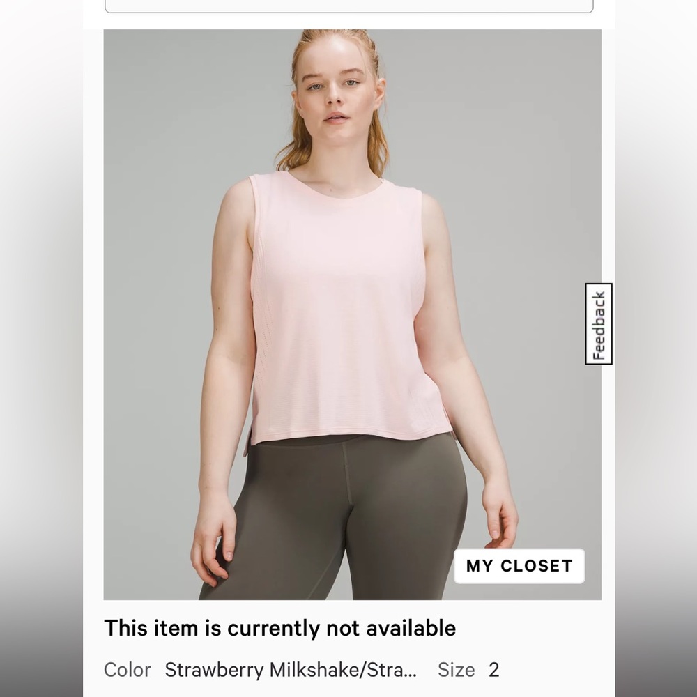 Lululemon Pink Cropped Tank